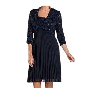 R & M Richard’s Elegant Ladies Pleated Dress & Matching Bolero  Size 18W  - NWT